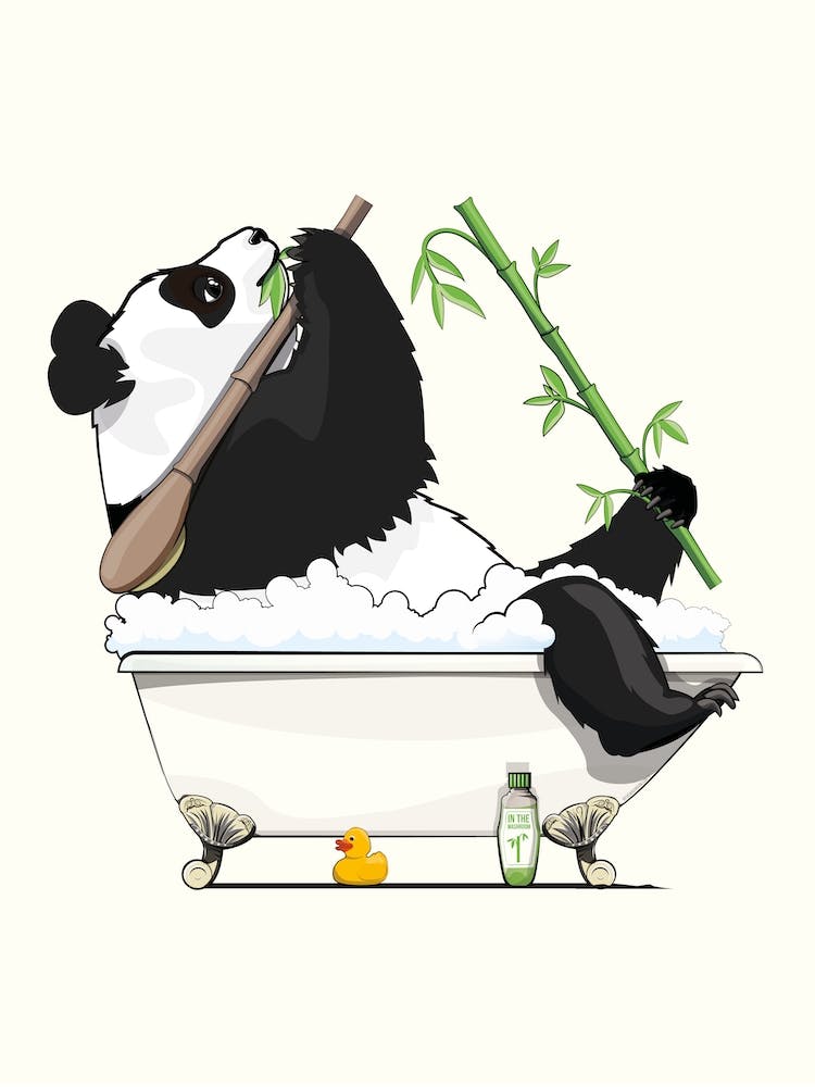 Giant Panda Bear In The Bath