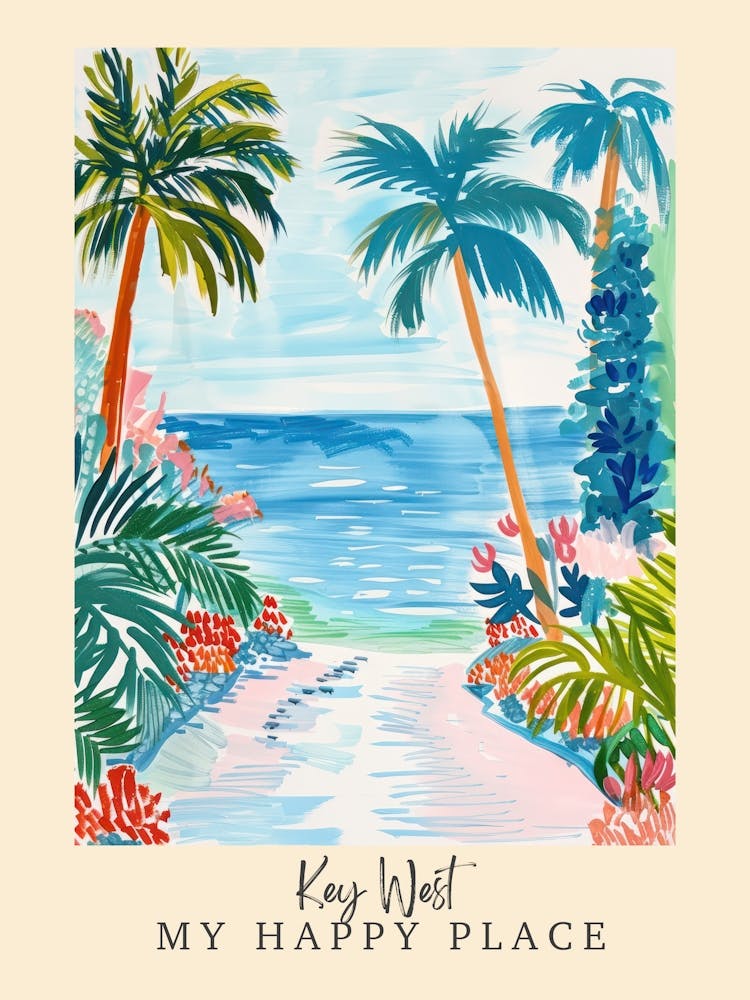 My Happy Place Key West 3 Travel Poster
