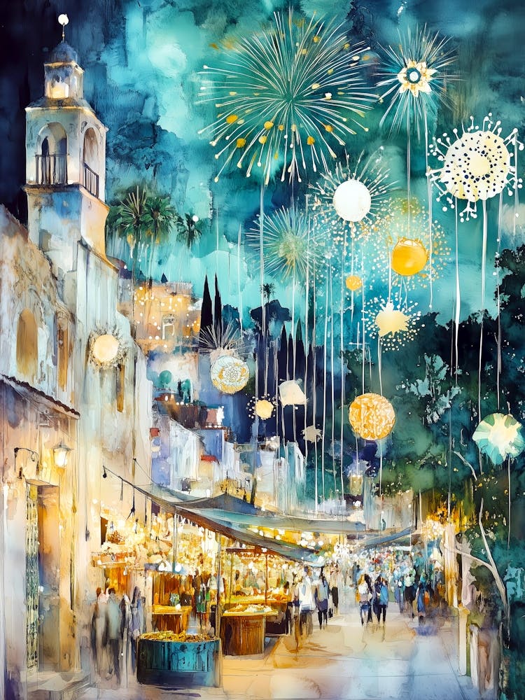Night In The Market Mexican art