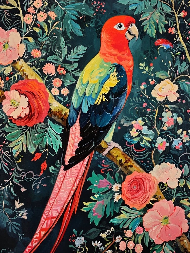 Floral Animal Painting Parrot 2
