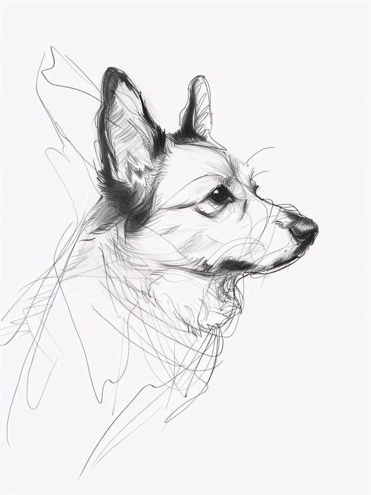 Corgi Dog Charcoal Line 1