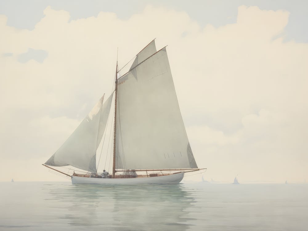 Gedämpftes Segelboot Aquarellmalerei