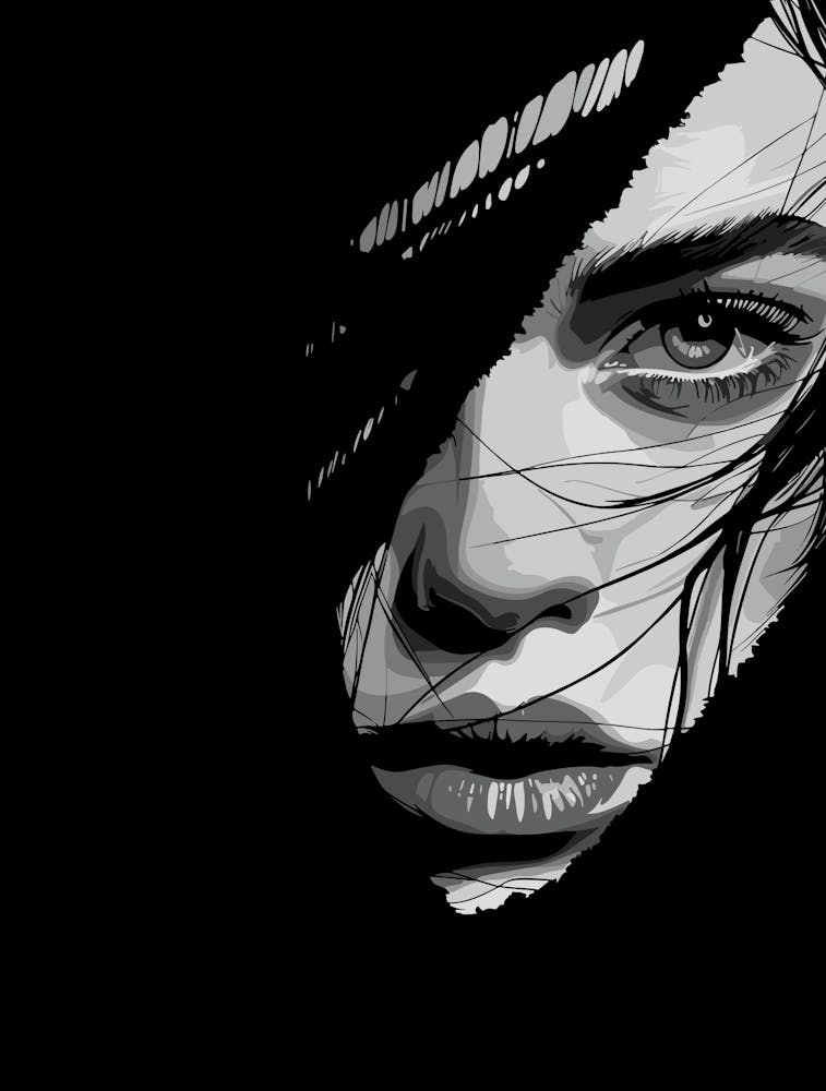 Monochrome Mysterious Portrait Art