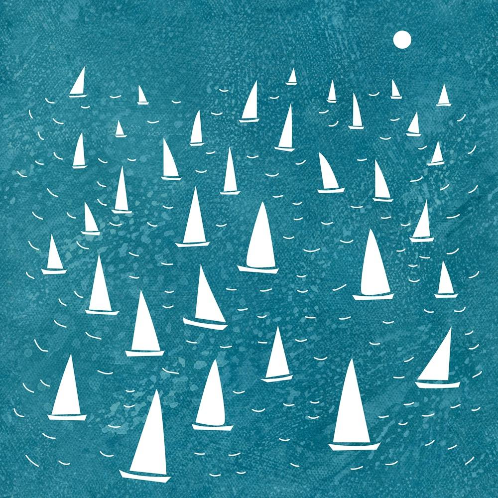 Sailboat Regatta In The Teal Green Sea