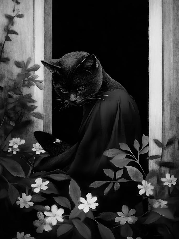 Black Cat In The Window