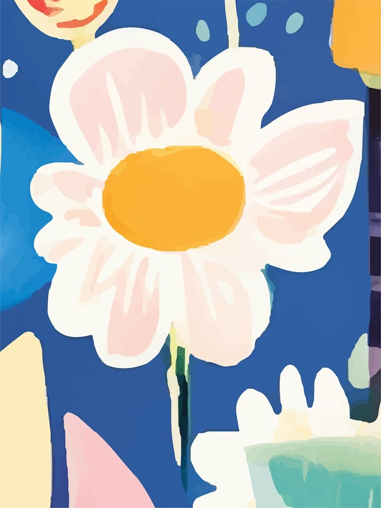 Blue and pink abstract Daisy flower