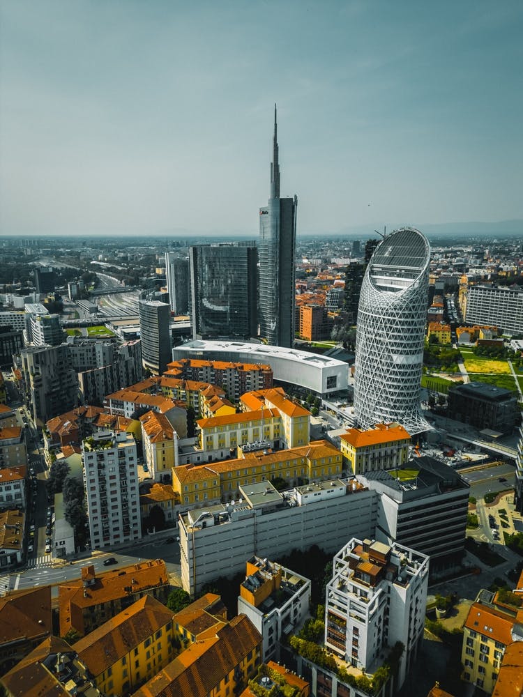 Milan skyline with modern skyscrapers in Porta Nuova business district in Milan, Italy