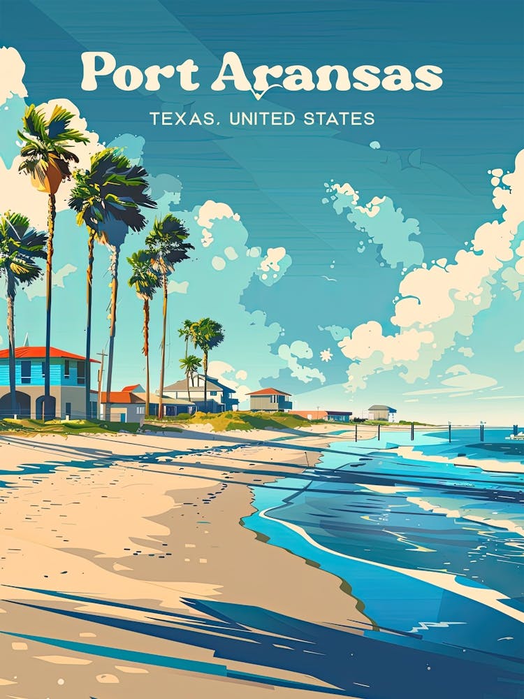 Port Aransas Texas Fishing Travel Art