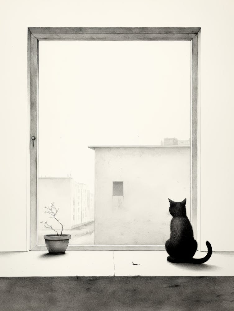 Cat Looking Out Of Window