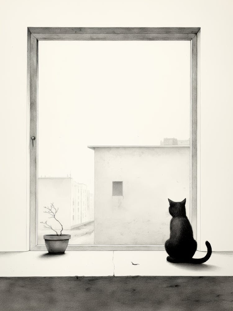 Cat Looking Out Of Window
