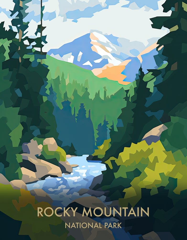 Rocky Mountain National Park Travel Poster Matisse Style 1