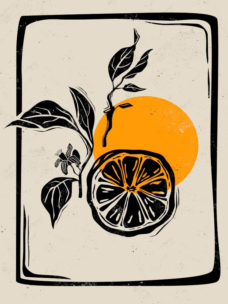 Orange Linocut Style