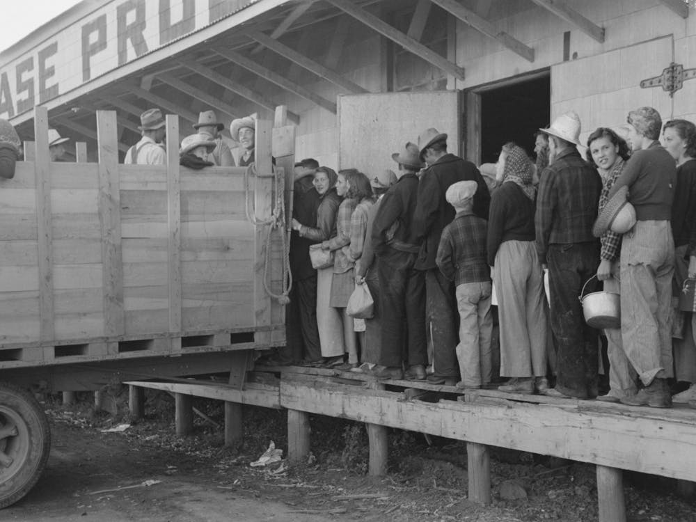 High School Boys And Girls Get In Trucks To Go To Pea Fields, Nampa, Idaho By Russell Lee