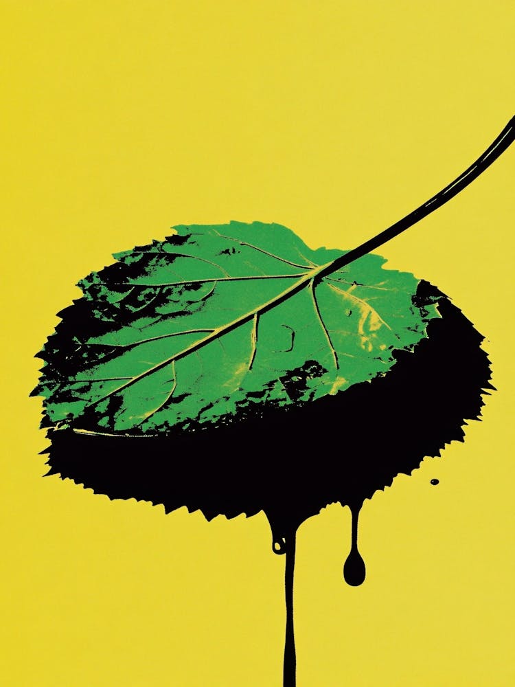 Leaf On A Yellow Background Popart