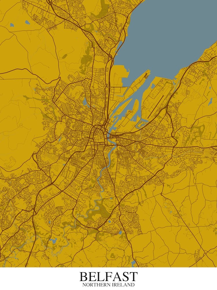 Belfast Yellow Blue Map