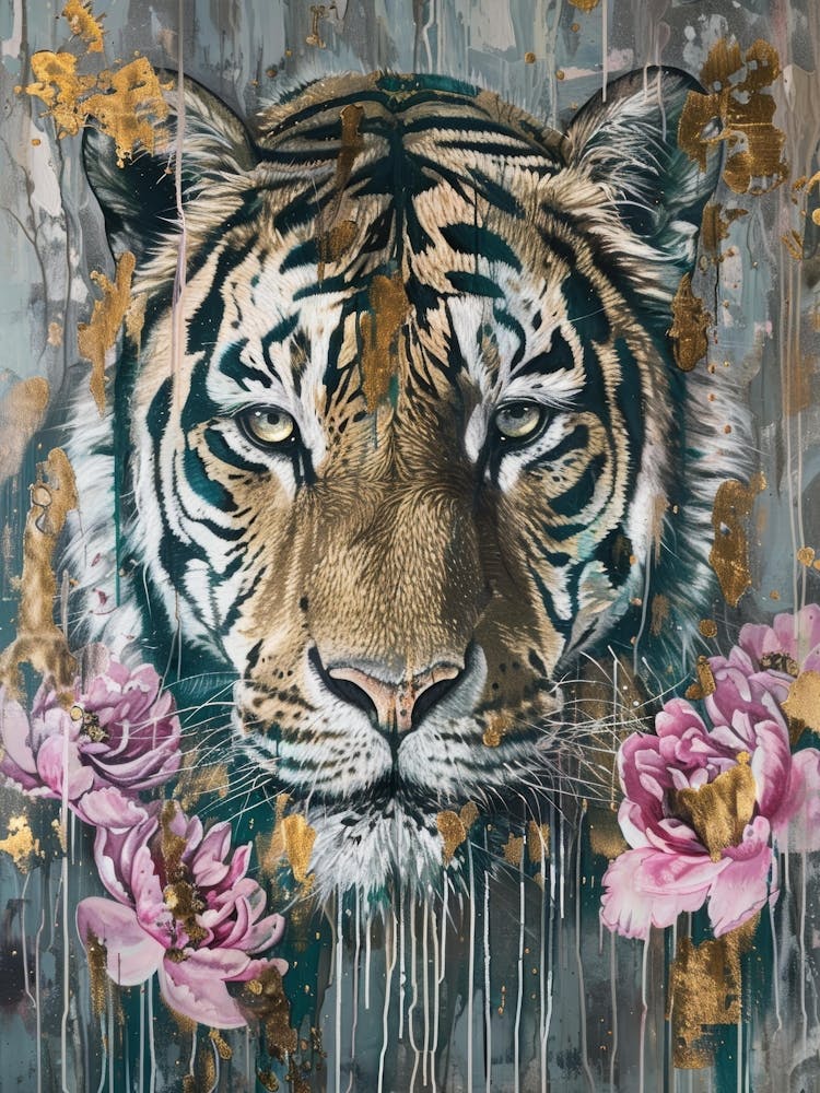Tiger With Roses 3
