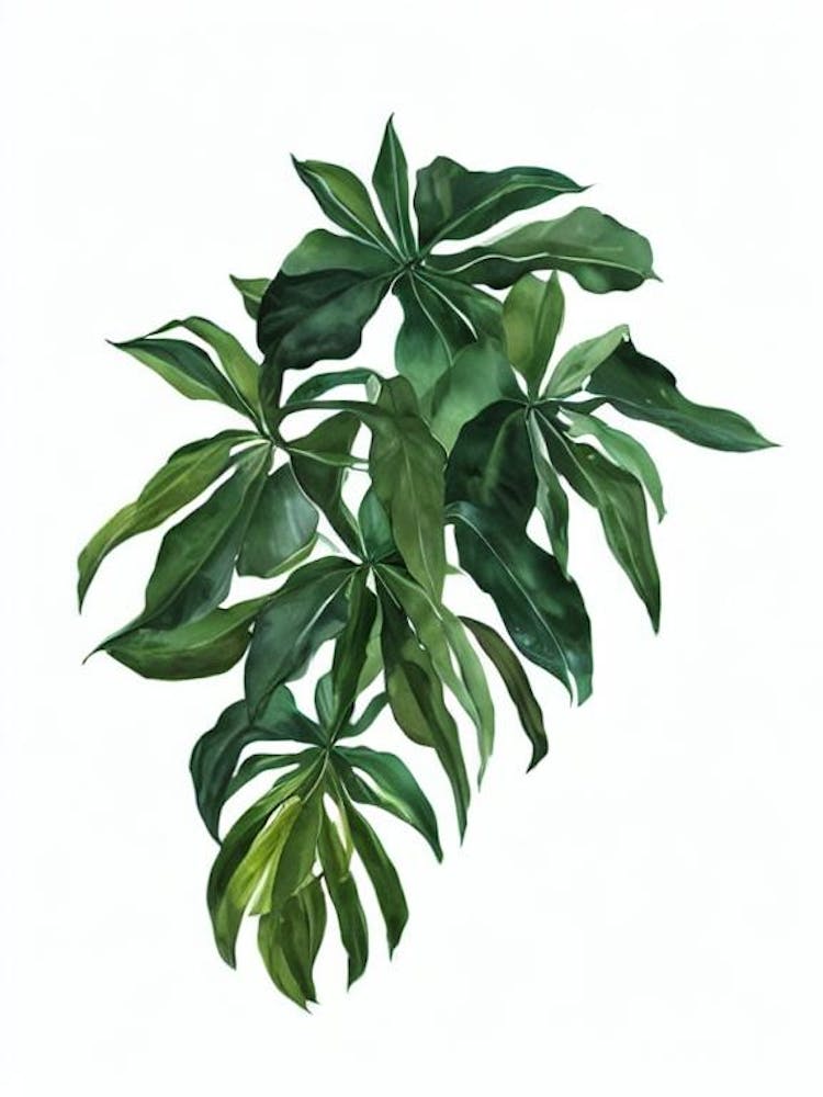 Money Tree Plant (Pachira Aquatica) Watercolor