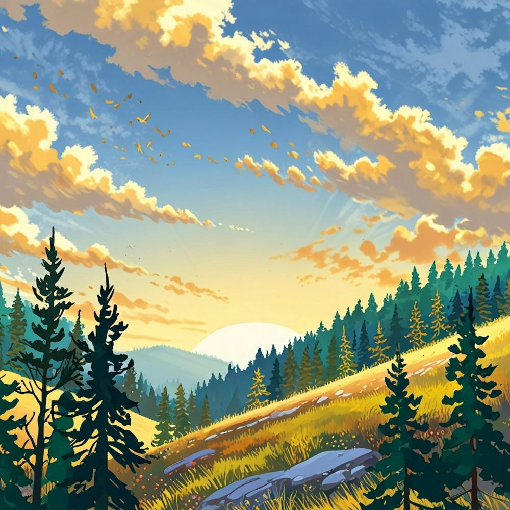 Leonardo Anime Xl A Vibrant Daytime Landscape Featuring A Gold 0 (1)