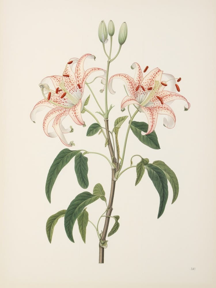 Himeyuri Okinawan Lily 1 Vintage Japanese Botanical