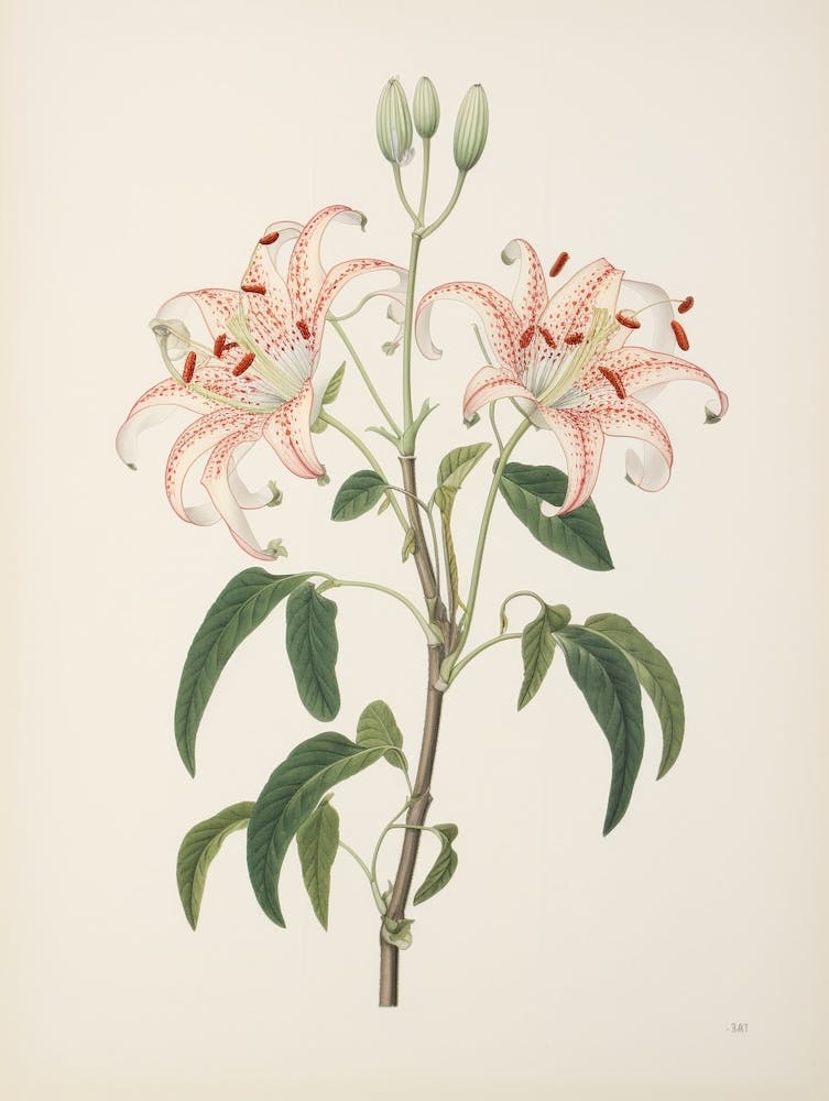 Himeyuri Okinawan Lily 1 Vintage Japanese Botanical