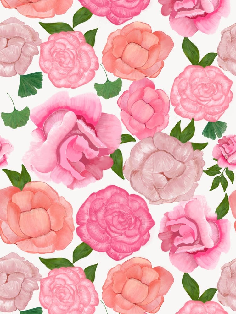 Motif Romantique Pivoine