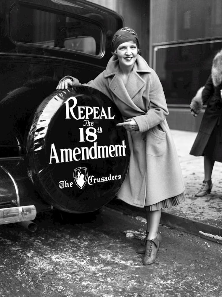 Prohibition, Woman Protester to Repeal 18th Amendment, Vintage Black and White Photo