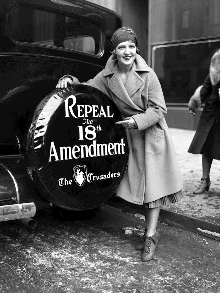 Prohibition, Woman Protester to Repeal 18th Amendment, Vintage Black and White Photo