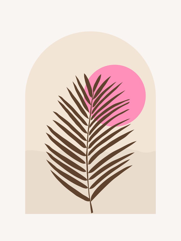 Palm Leaf Sun And Ocean Olive And Pink