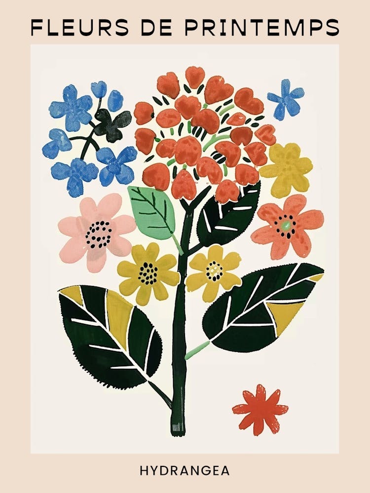 Spring Floral French Poster  Hydrangea 5