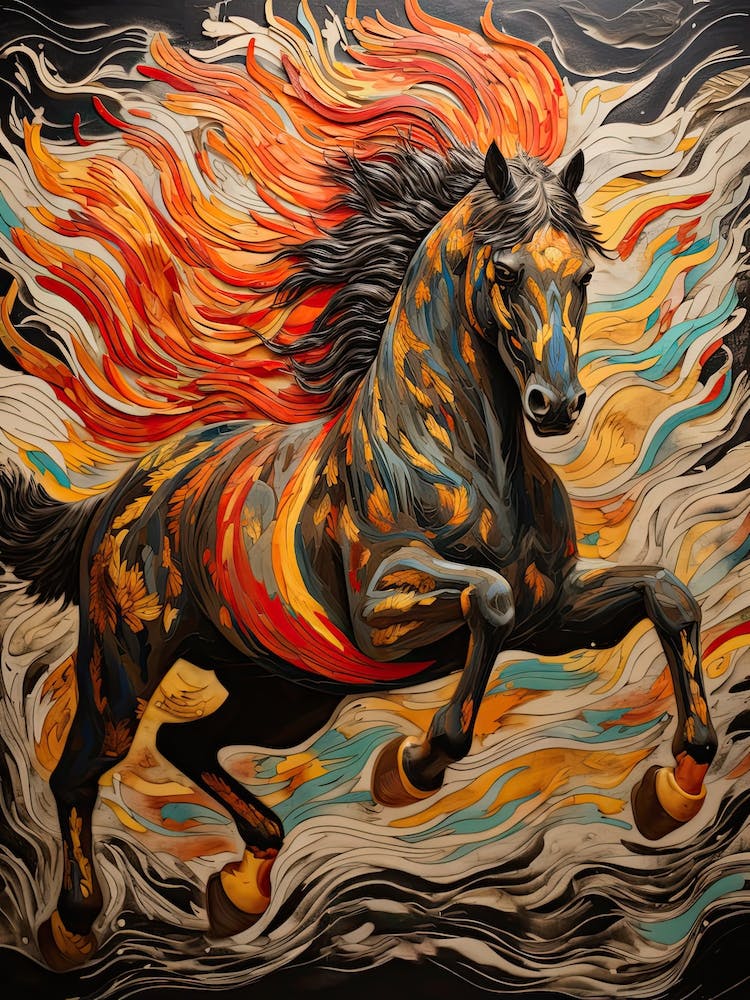 A Horse Painting In The Style Of Decalcomania 2