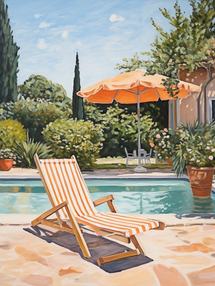 Sun Lounger By The Pool In Athens Greece