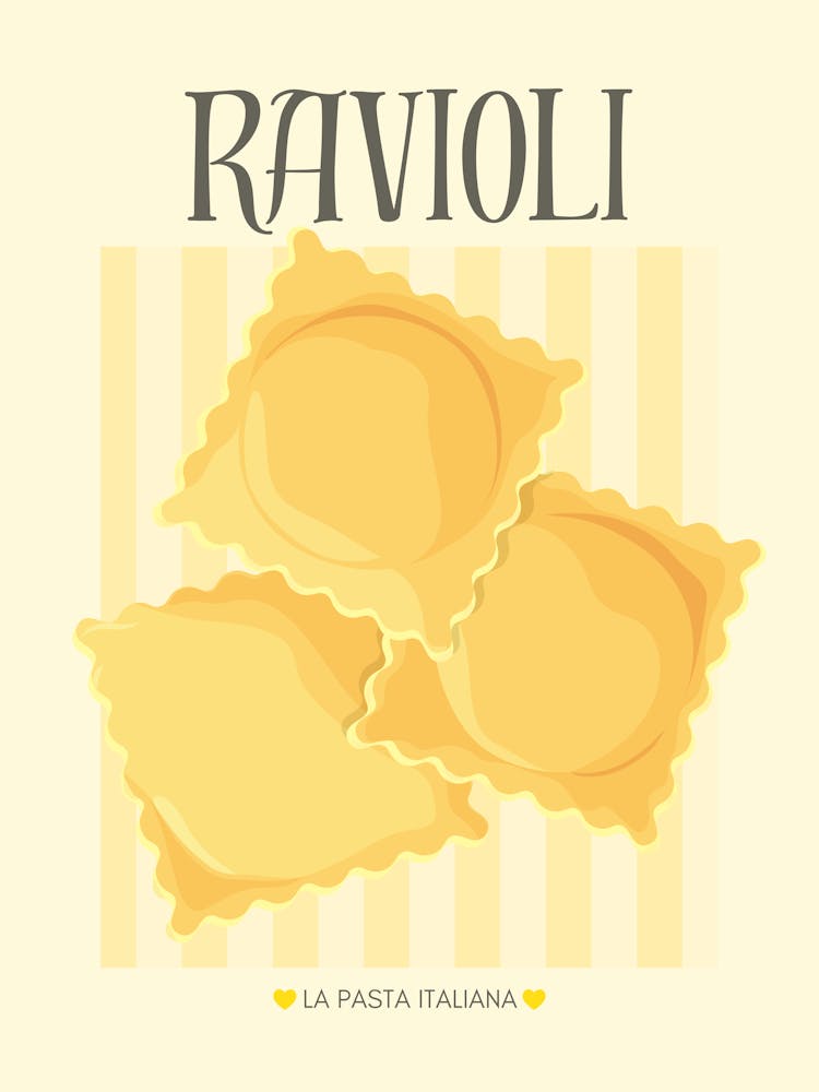 Ravioli Poster – Italian Pasta Print, Kitchen Wall Art Decor, Italian Food Illustration