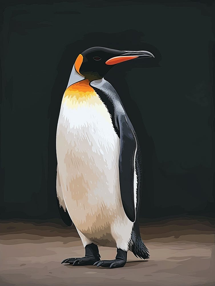 King Penguin Fernandina Island Minimalist Illustration 1