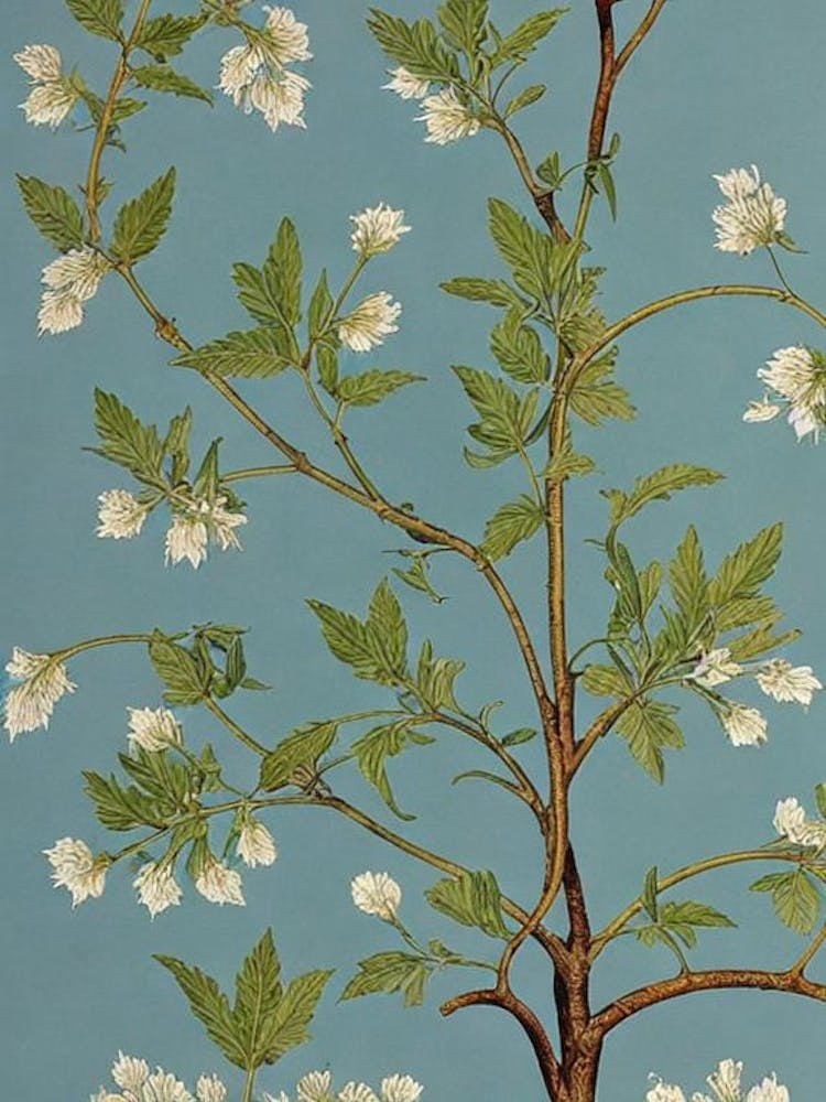 Shagbark Hickory tree Vintage Botanical