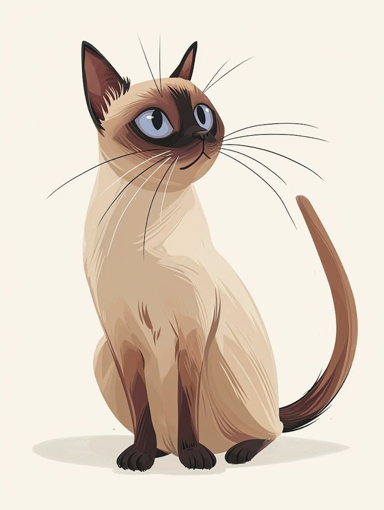 Tonkinese Cat Clipart Illustration 3