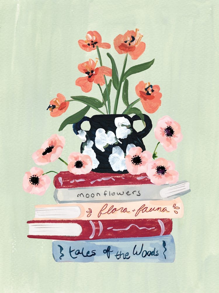Still Life with Books and Flowers