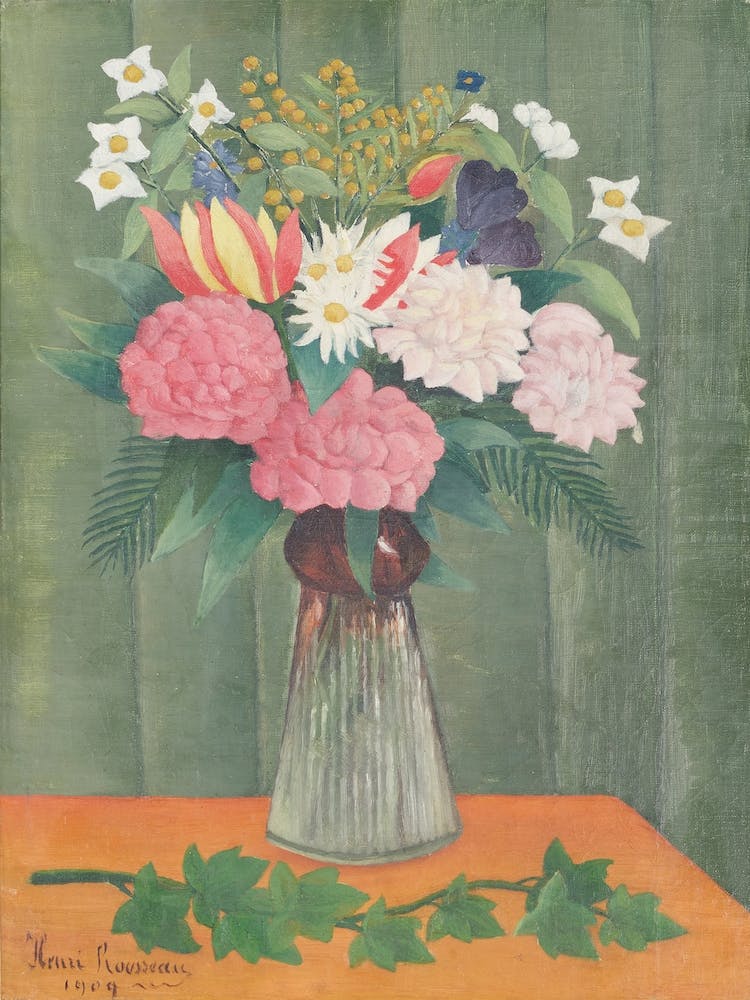 Flowers In A Vase, Henri Rousseau Still Life
