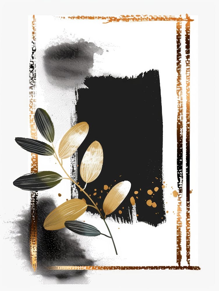 Gold And Black Abstract Painting 110
