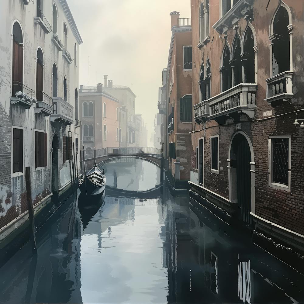 Style David Hockney. Canaux de Venise en Hiver 1