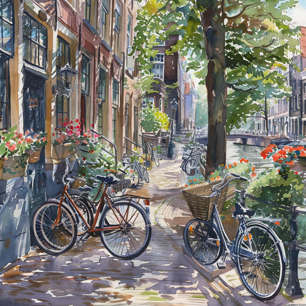 Jordaan neighborhood Series in Amsterdam Water Colour