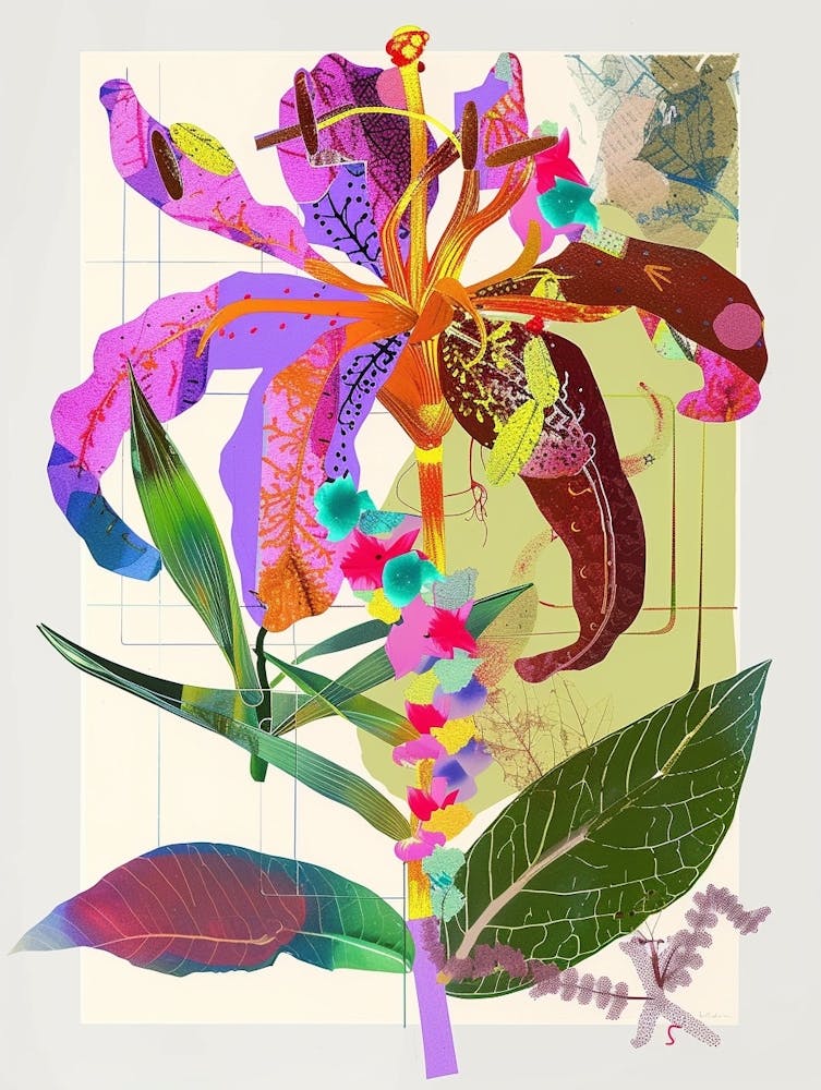 Gloriosa Lily 4 Neon Flower Collage