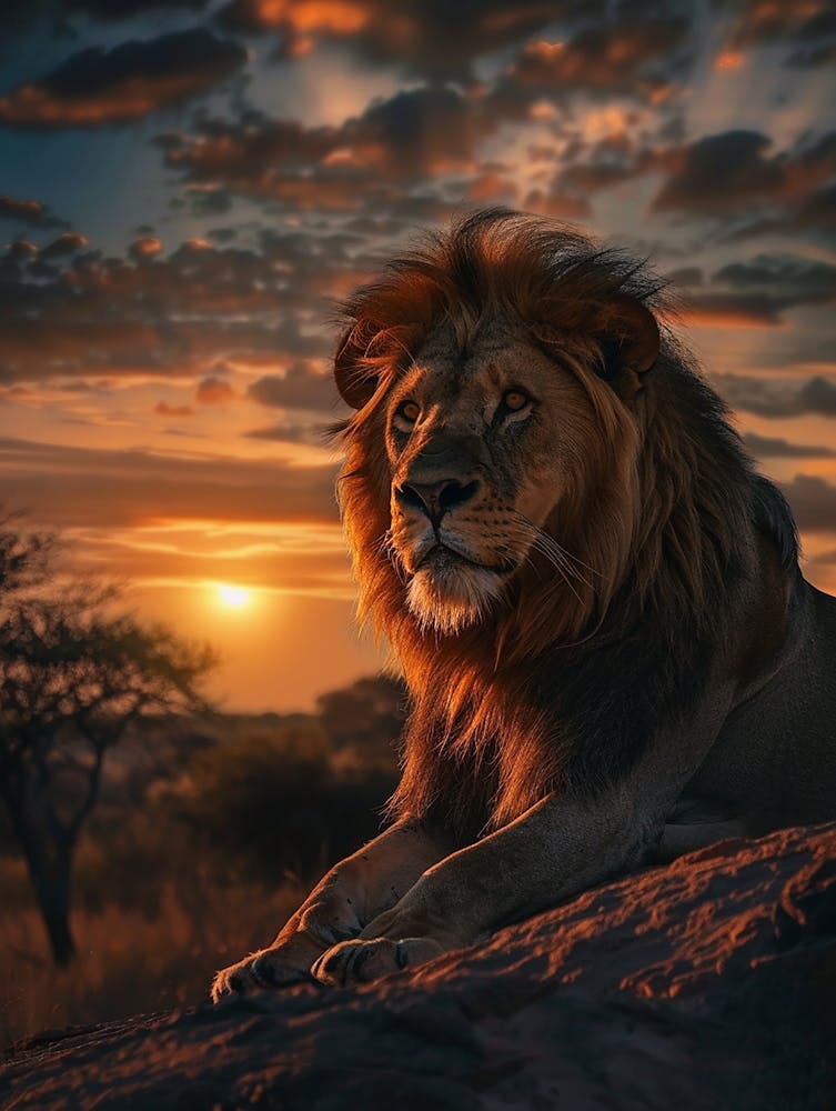 Lion At Sunset