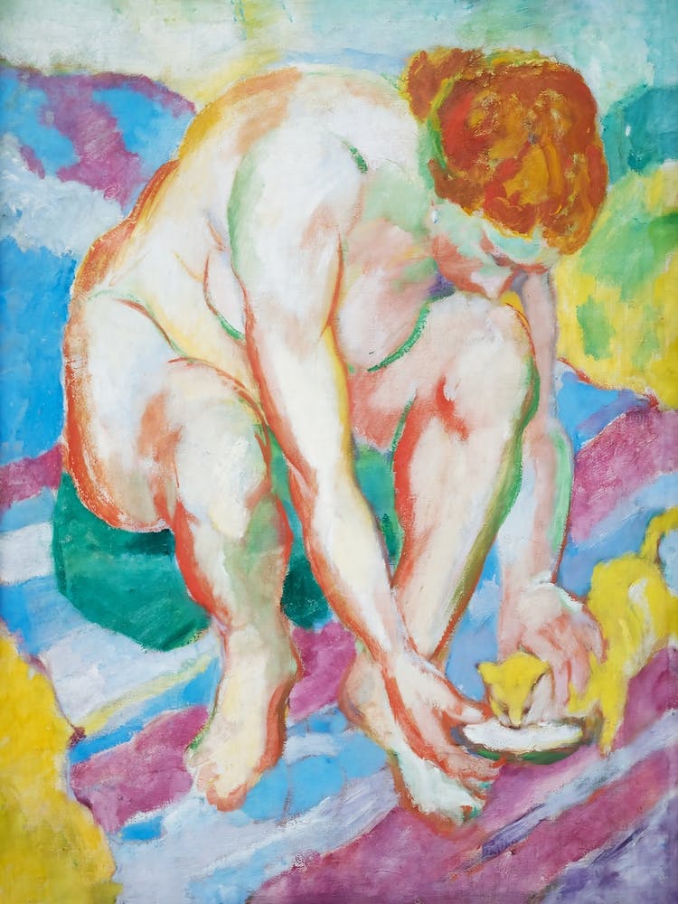 Franz Marc S Nude With Cat (1910), Franz Marc