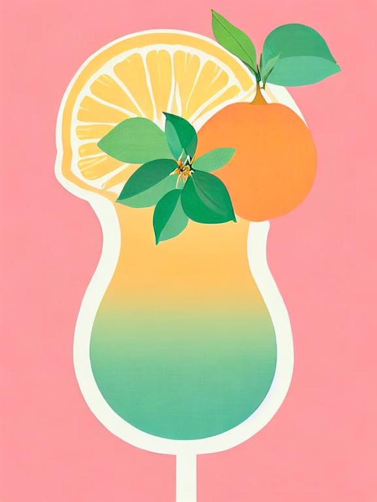 Orange Blossom Retro Pink Cocktail Poster