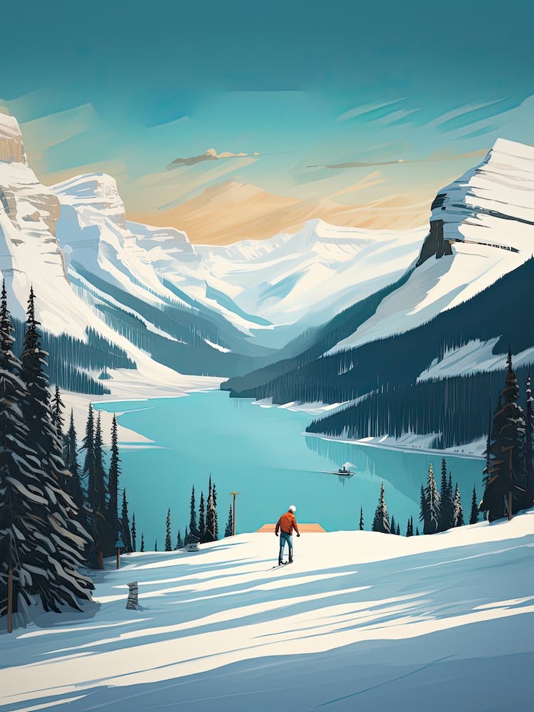 Lake Louise Ski Resort   Alberta, Canada, Ski Resort Illustration 0 Simple Style
