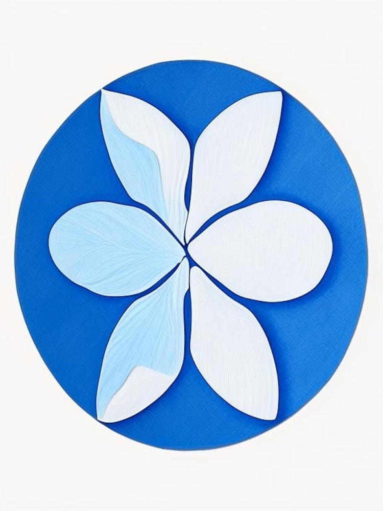Sand Dollar Symbol Blue And White Line Drawing