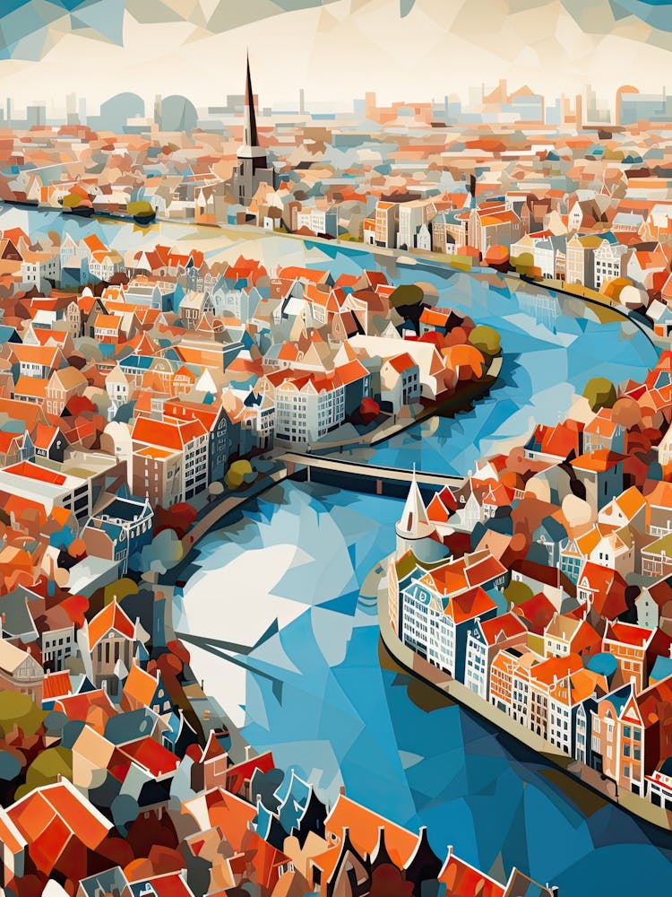 Amsterdam, Netherlands, Geometric Illustration 1