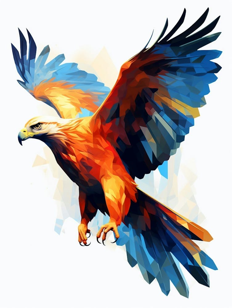 Colourful Geometric Bird Red Tailed Hawk 3