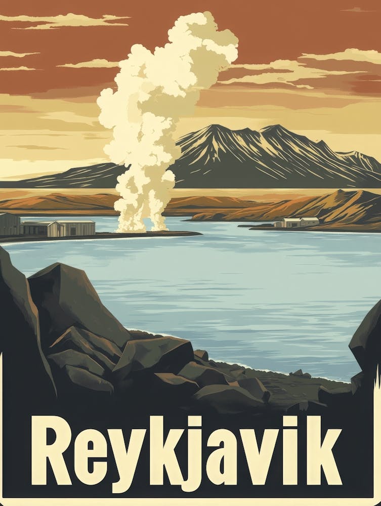 Aihrgdesign A Retro Travel Poster For Reykjavik Featuring The C89158bf E006 415d A98a 901c6cfa3eab 1
