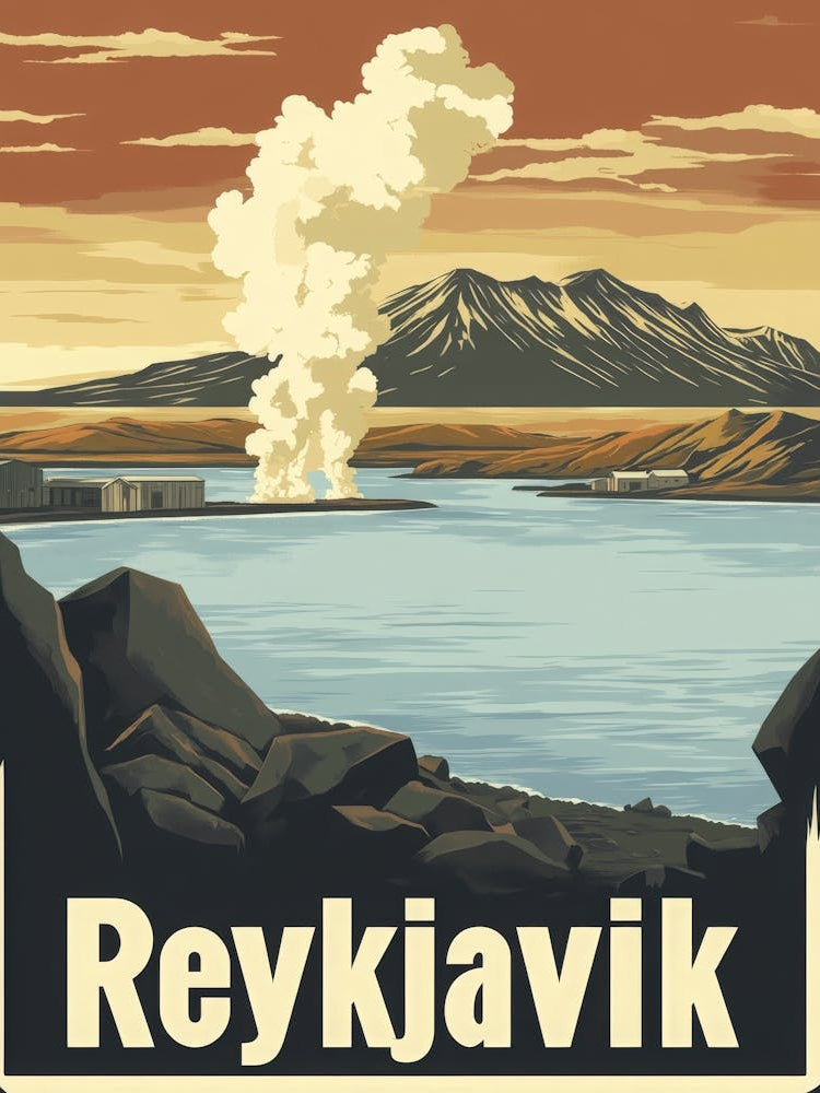 Aihrgdesign A Retro Travel Poster For Reykjavik Featuring The C89158bf E006 415d A98a 901c6cfa3eab 1